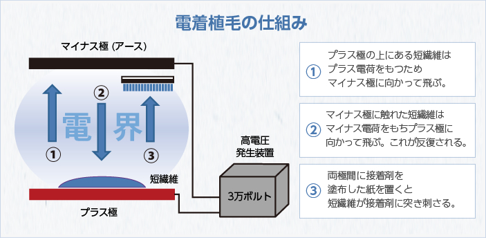 電着植毛の仕組み